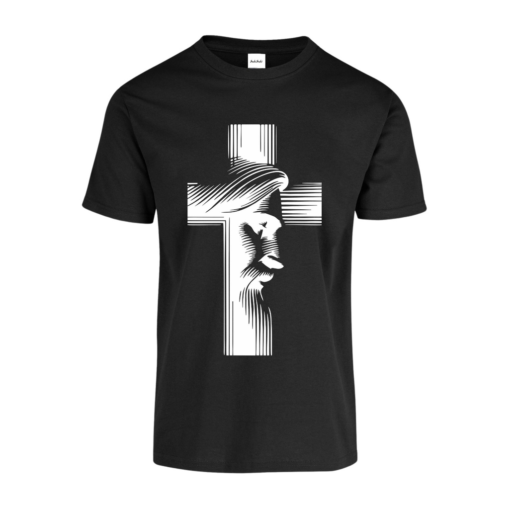 Playera CR/MC Estampada CRUZ IMAGEN JESUS