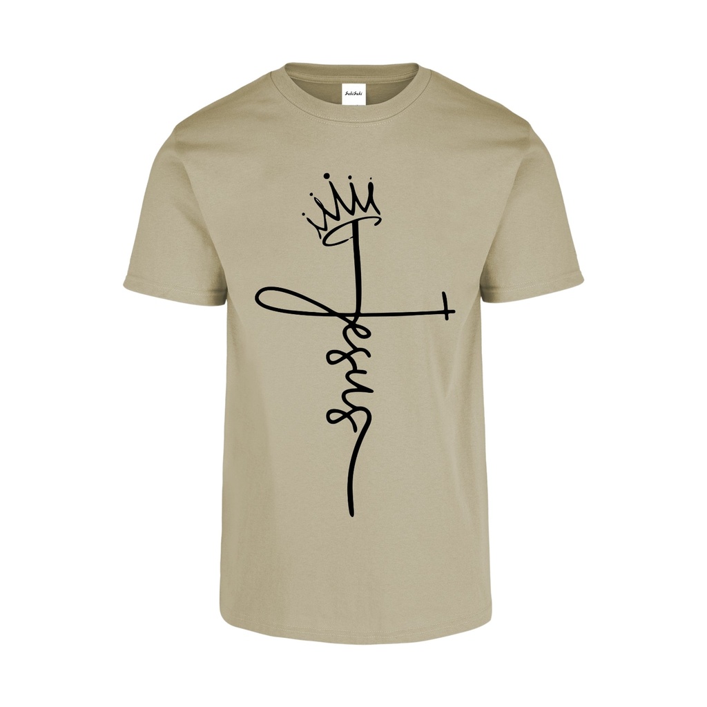 Playera CR/MC Estampada CRUZ TEXTO JESUS